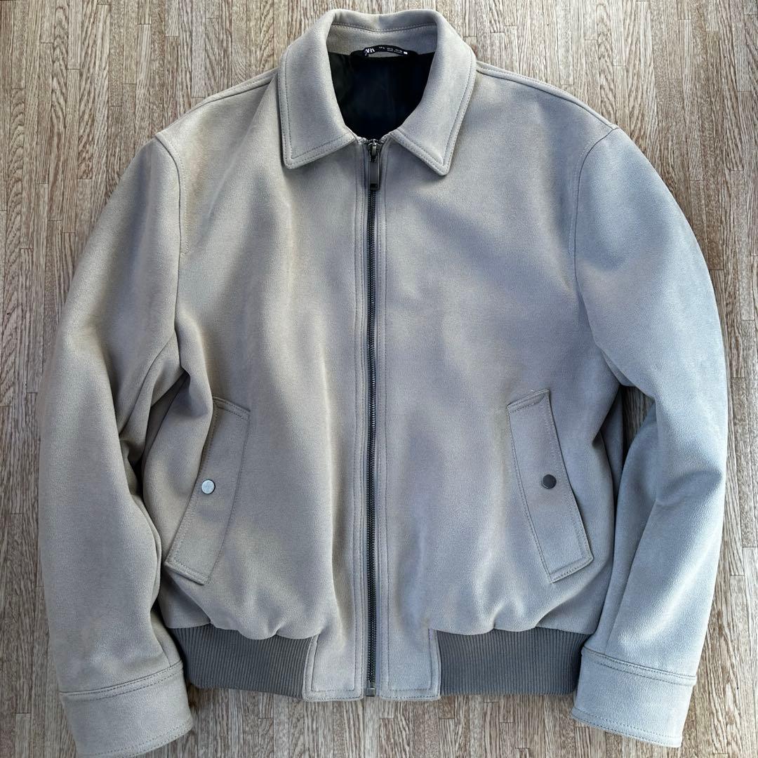 ZARA フェイクスウェードジャケット　ライトグレー　L