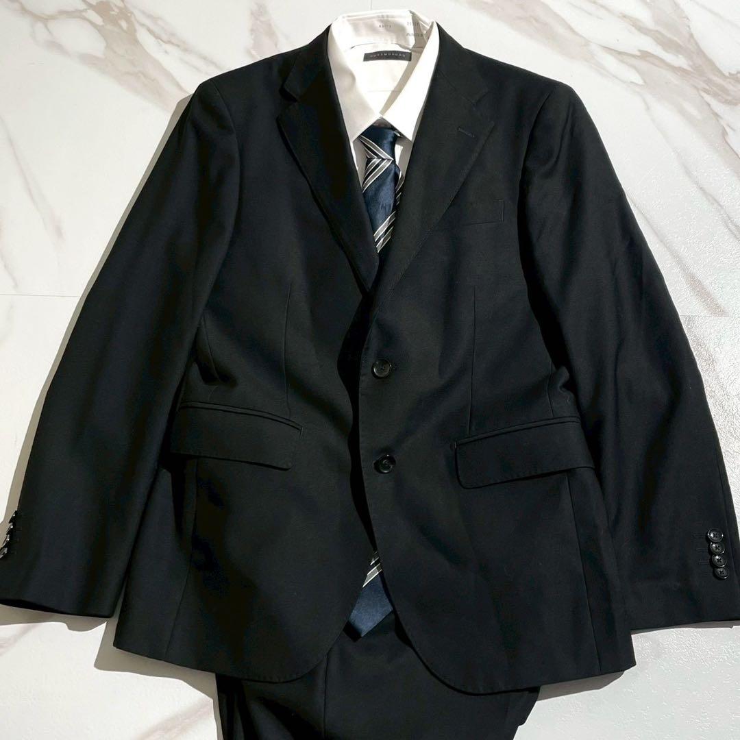 【極美品✨】パーソンズ スーツ セットアップ 黒　無地 喪服 A4
