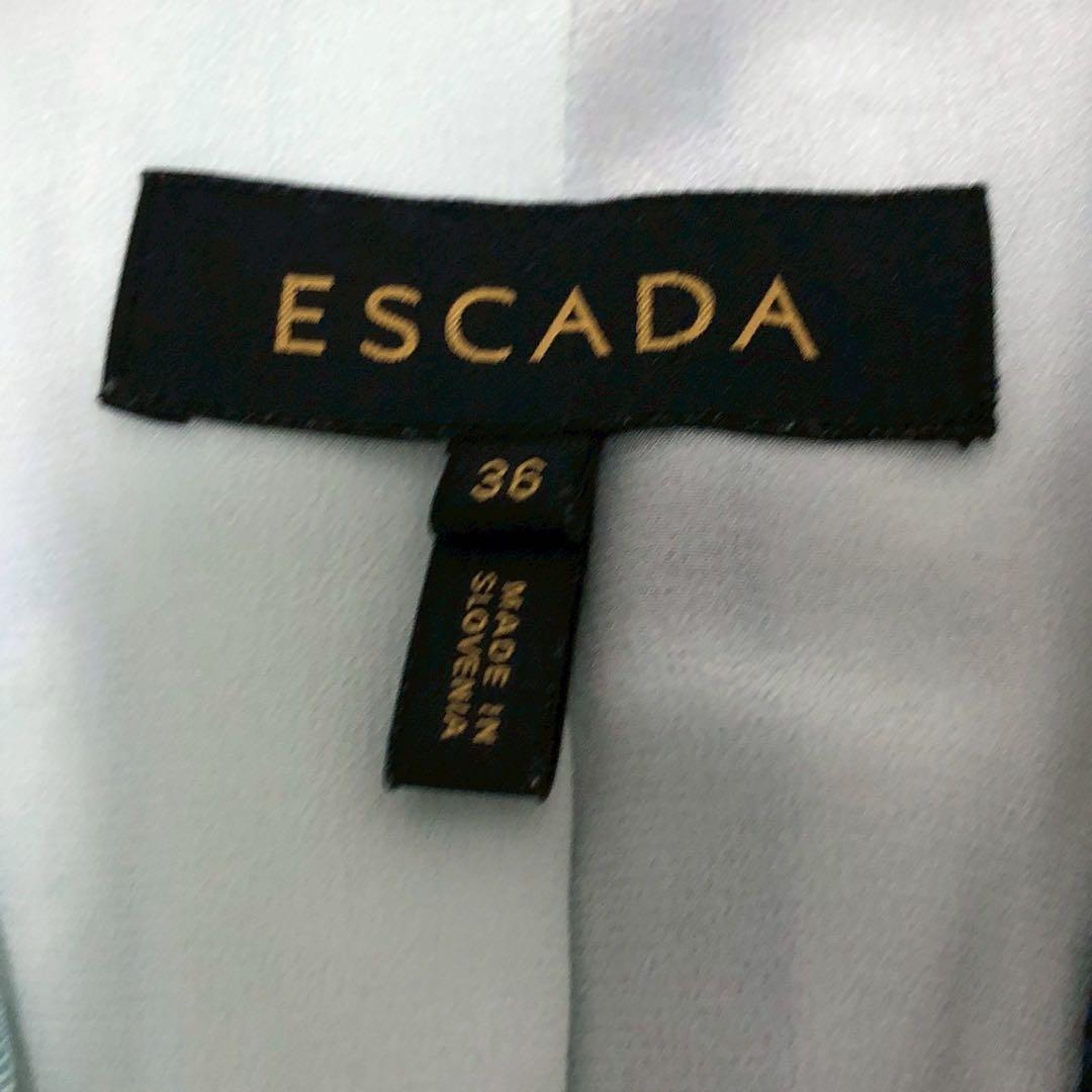 美品◎ESCADA テーラードジャケット 36サイズ 青 ブルー シルク混