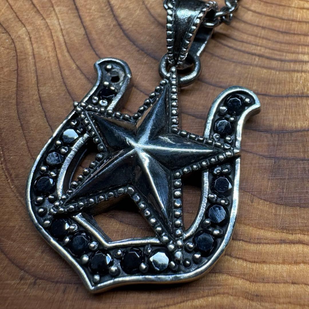 シルバー925 チェーン付き ホースシュー スター ネックレス ヴィンテージ