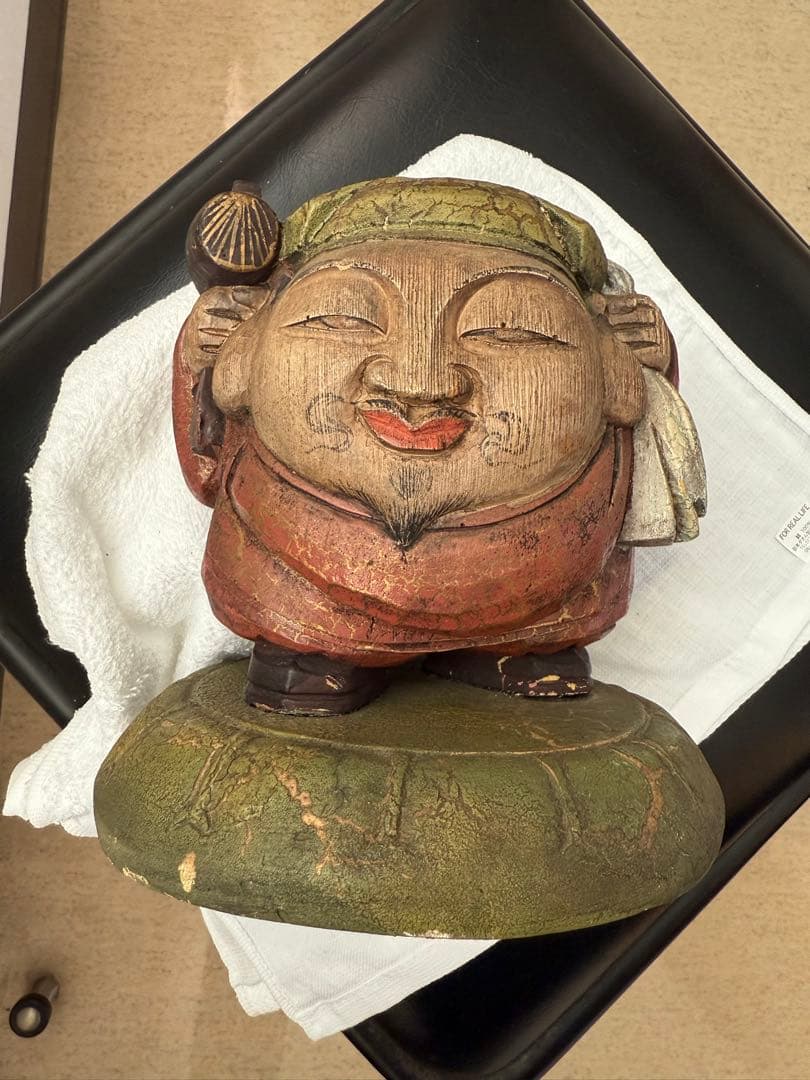 木彫置き物　大黒天　骨董品　高さ17㎝　重さ600g