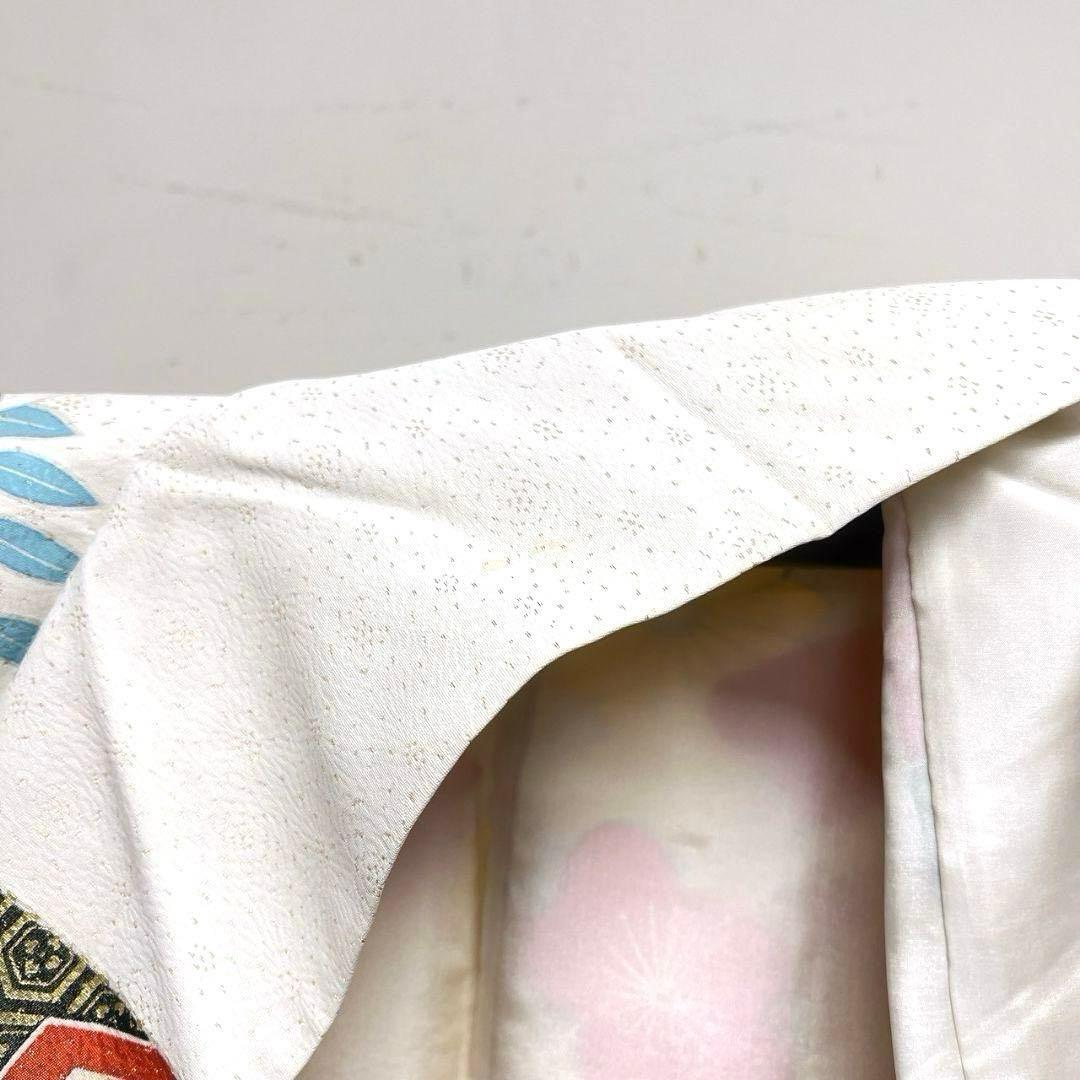 振袖　金駒刺繍　金彩　御所車　七宝　藤の花　花模様　成人式 着物 045a p