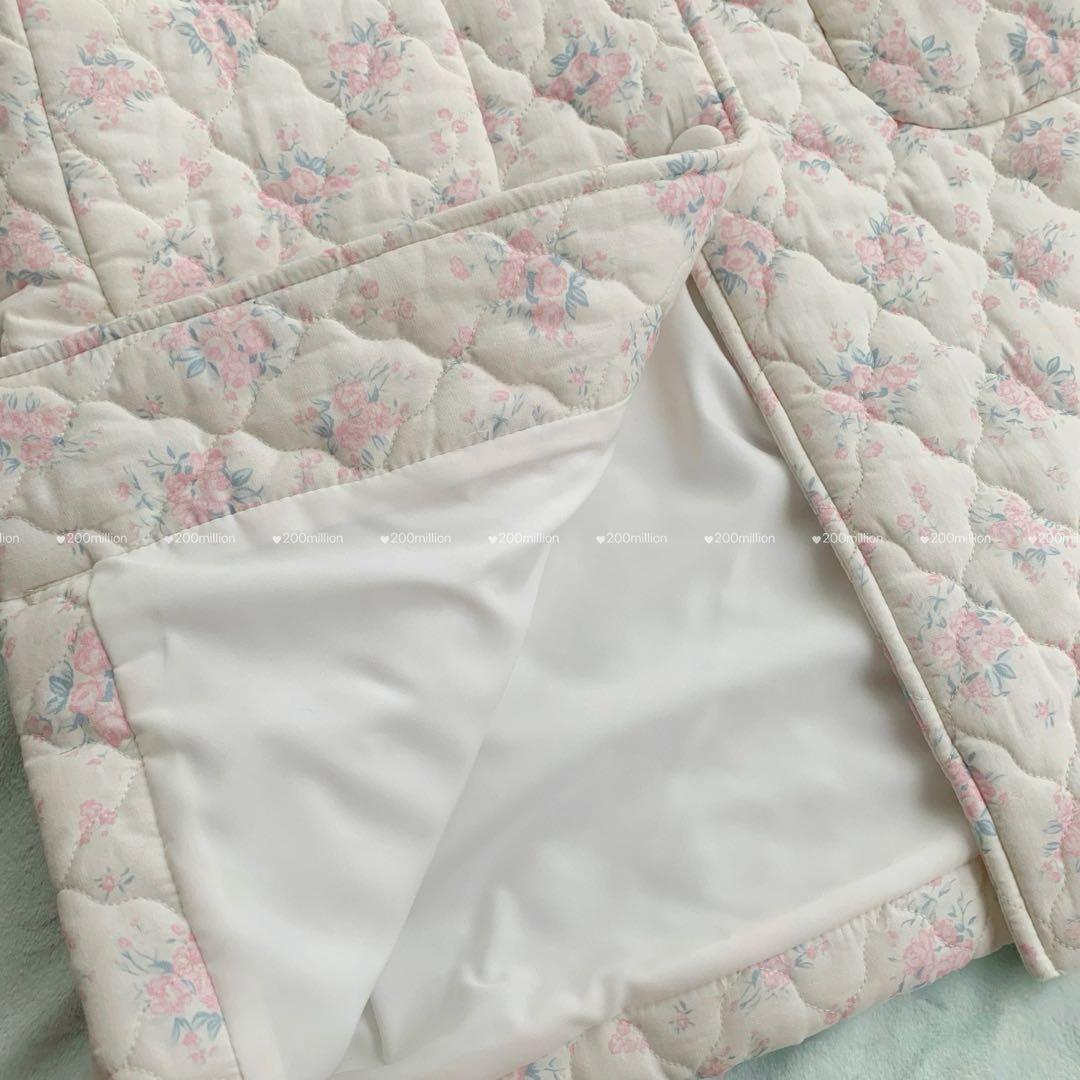未使用　ヴィンテージ　ピンク　花柄　ホワイト　コート　アウター　vintage