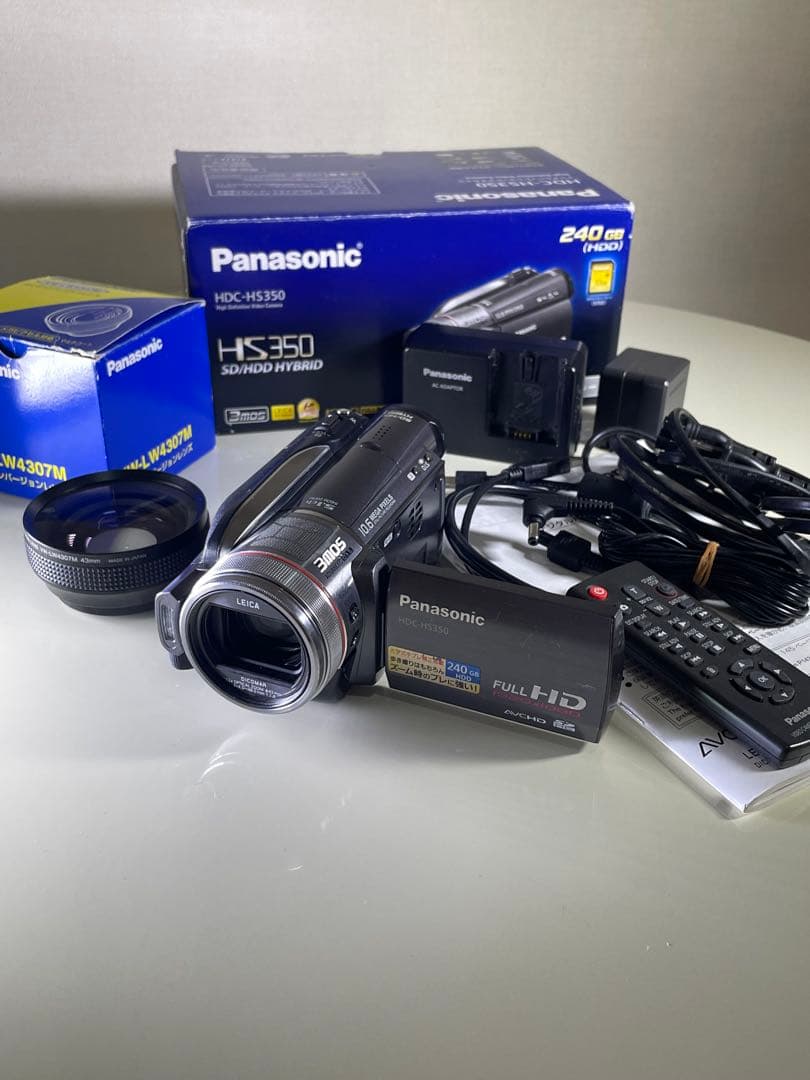 【取置き済】HDC-HS350 SD/HDDワイコンレンズ&大容量バッテリー付き