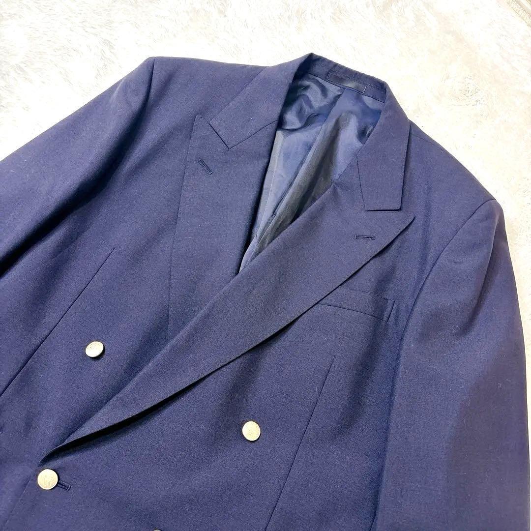 希少 Burberrys 紺ブレ ダブル 刻印 金ボタン モヘヤ混 BB7 3L