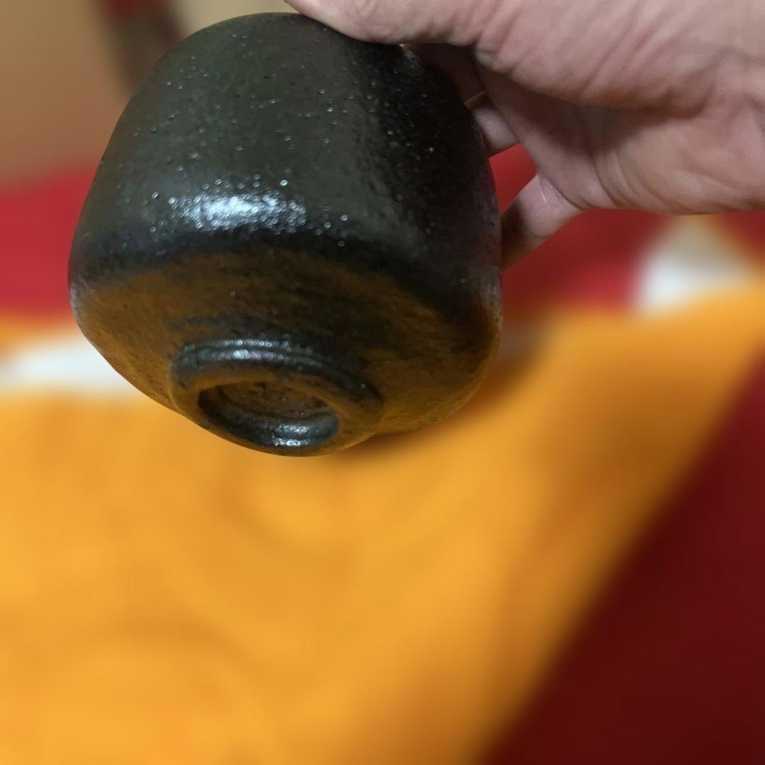 茶道具　黒茶碗　銘　禿　長次郎写　佐々木昭楽　作　供箱　共布　未使用品