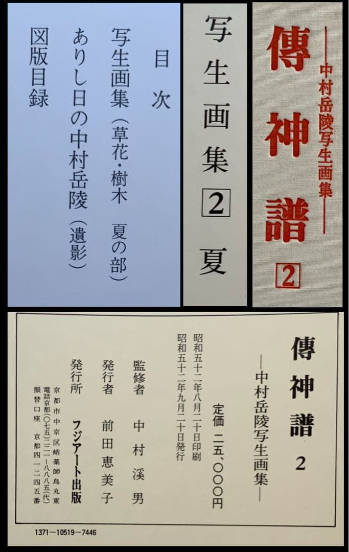 『傳神譜』中村岳陵　写生画集 4冊揃281点　四季の植物　風景　古美術　大型本