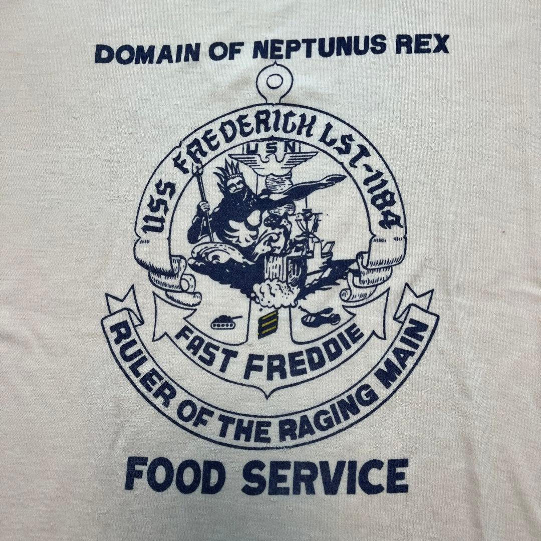 90s 80s 企業ものTシャツ　染み込みプリント　シングルステッチ　リンガーT