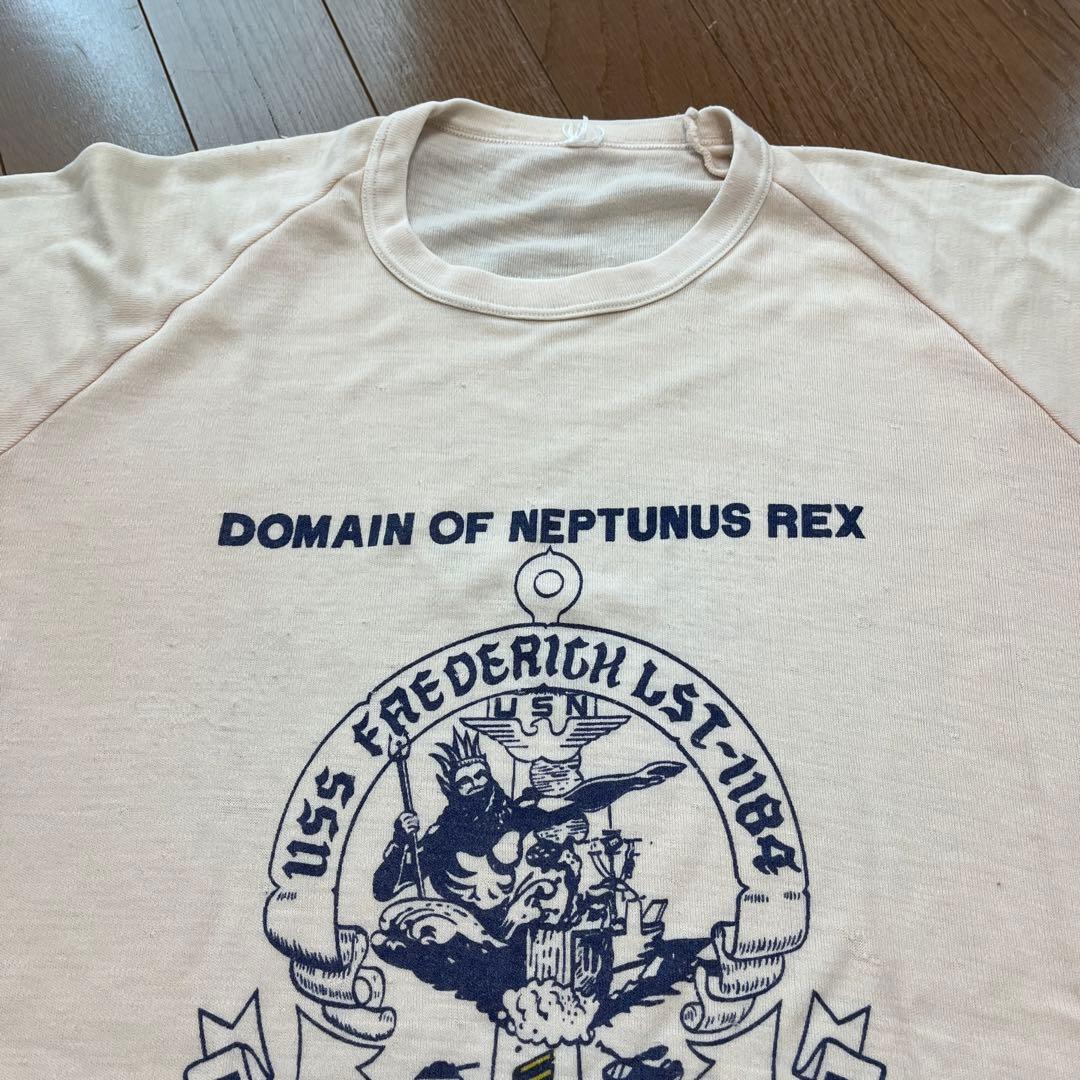 90s 80s 企業ものTシャツ　染み込みプリント　シングルステッチ　リンガーT