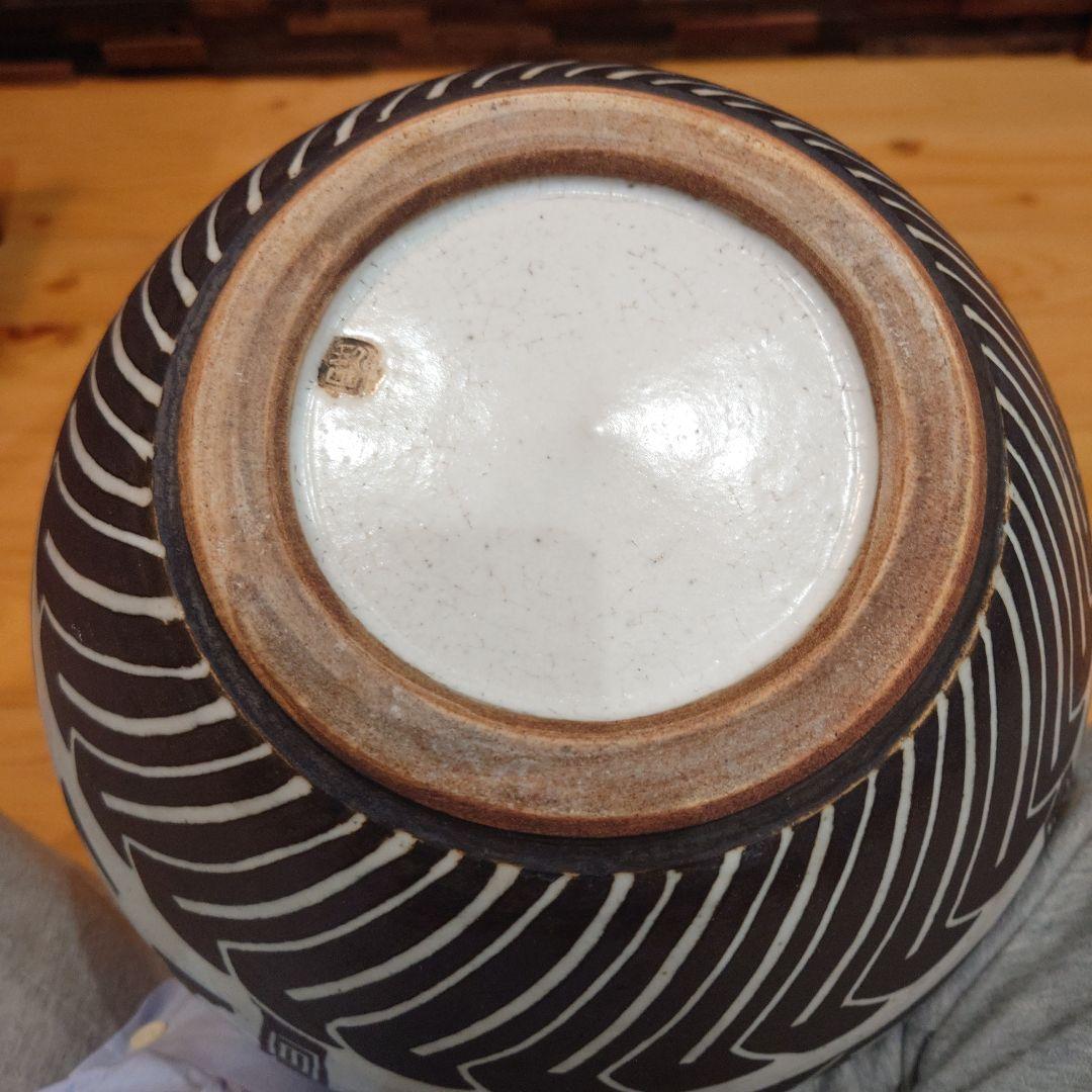 人物と楽器のデザイン陶器　作家　陶芸家　アンティーク　美術品　壺　芸術品