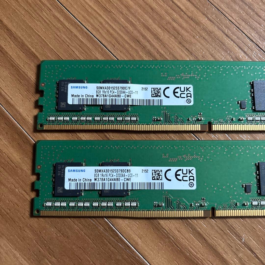 メモリSamsungDDR4 16GB 8GB×2 PC4-3200 動作確認済
