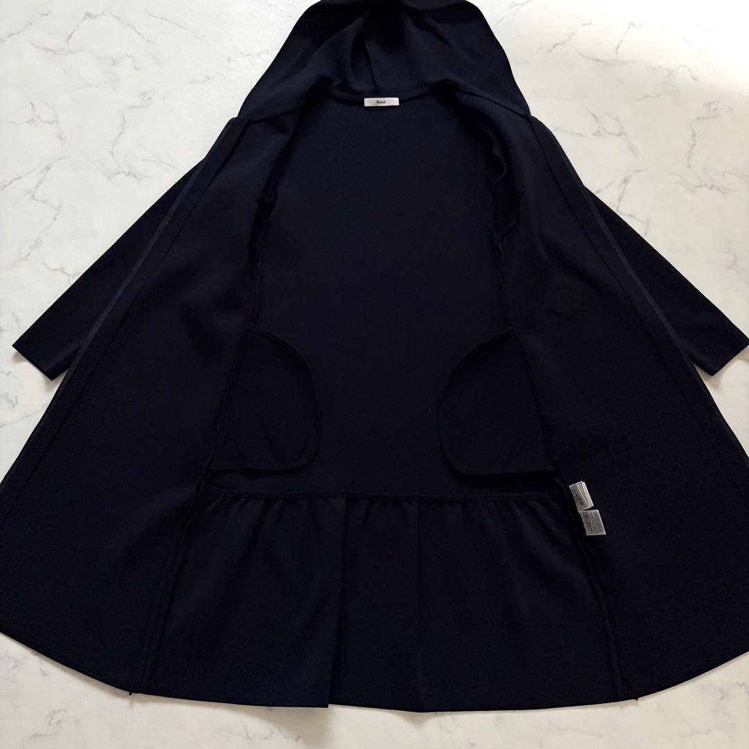 Rene フーディロングワンピース パールジップ フレア ネイビー 34 日本製