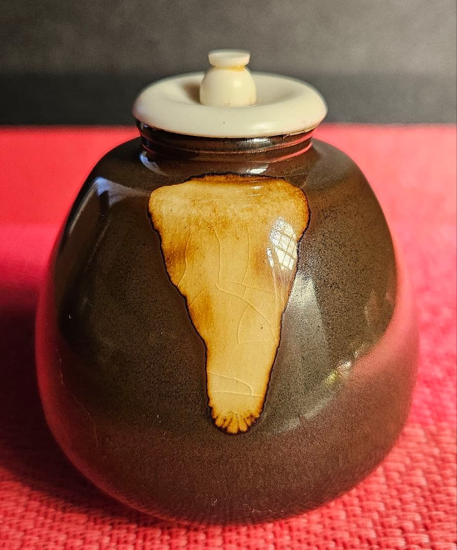 京焼　清水焼　桶谷定一造　文琳茶入　共箱　仕覆付　茶道具　茶器