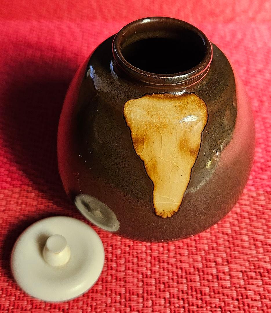 京焼　清水焼　桶谷定一造　文琳茶入　共箱　仕覆付　茶道具　茶器