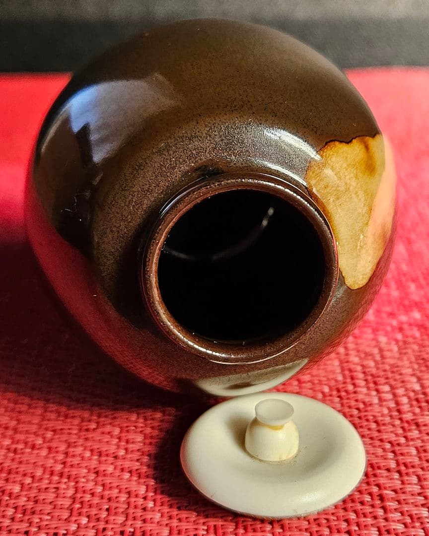 京焼　清水焼　桶谷定一造　文琳茶入　共箱　仕覆付　茶道具　茶器