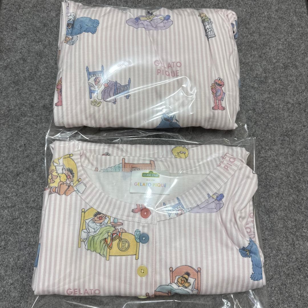 完売品　ジェラートピケ セサミストリート総柄プルオーバー＆ロングパンツ