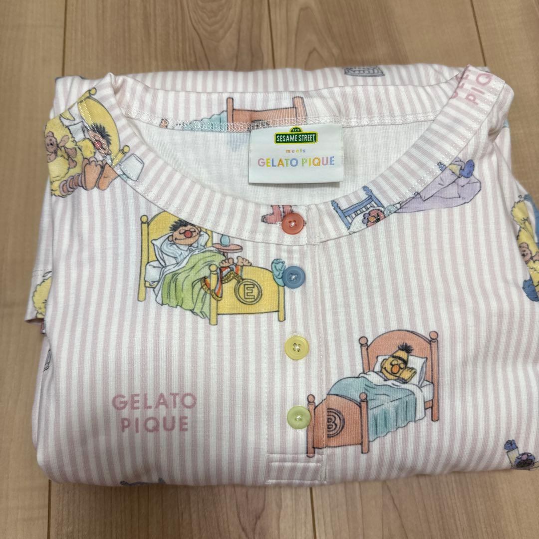 完売品　ジェラートピケ セサミストリート総柄プルオーバー＆ロングパンツ