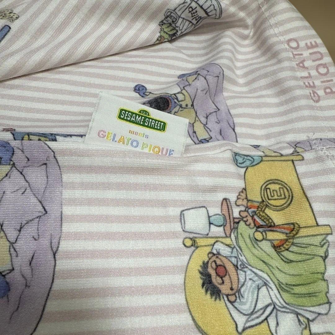 完売品　ジェラートピケ セサミストリート総柄プルオーバー＆ロングパンツ