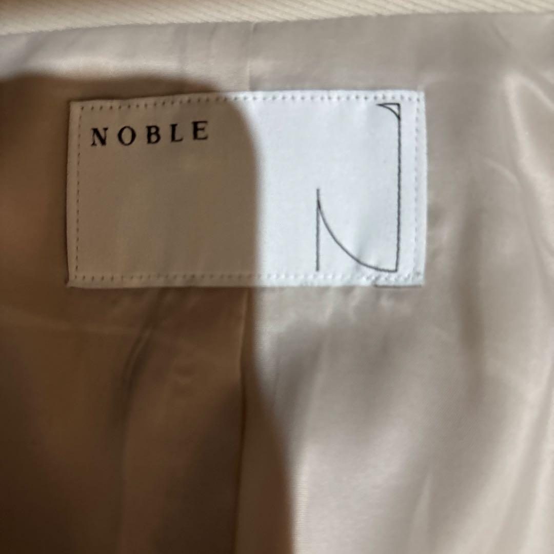 NOBLE エステルソフトカルゼ ロングスリットジャケット ベージュ 38