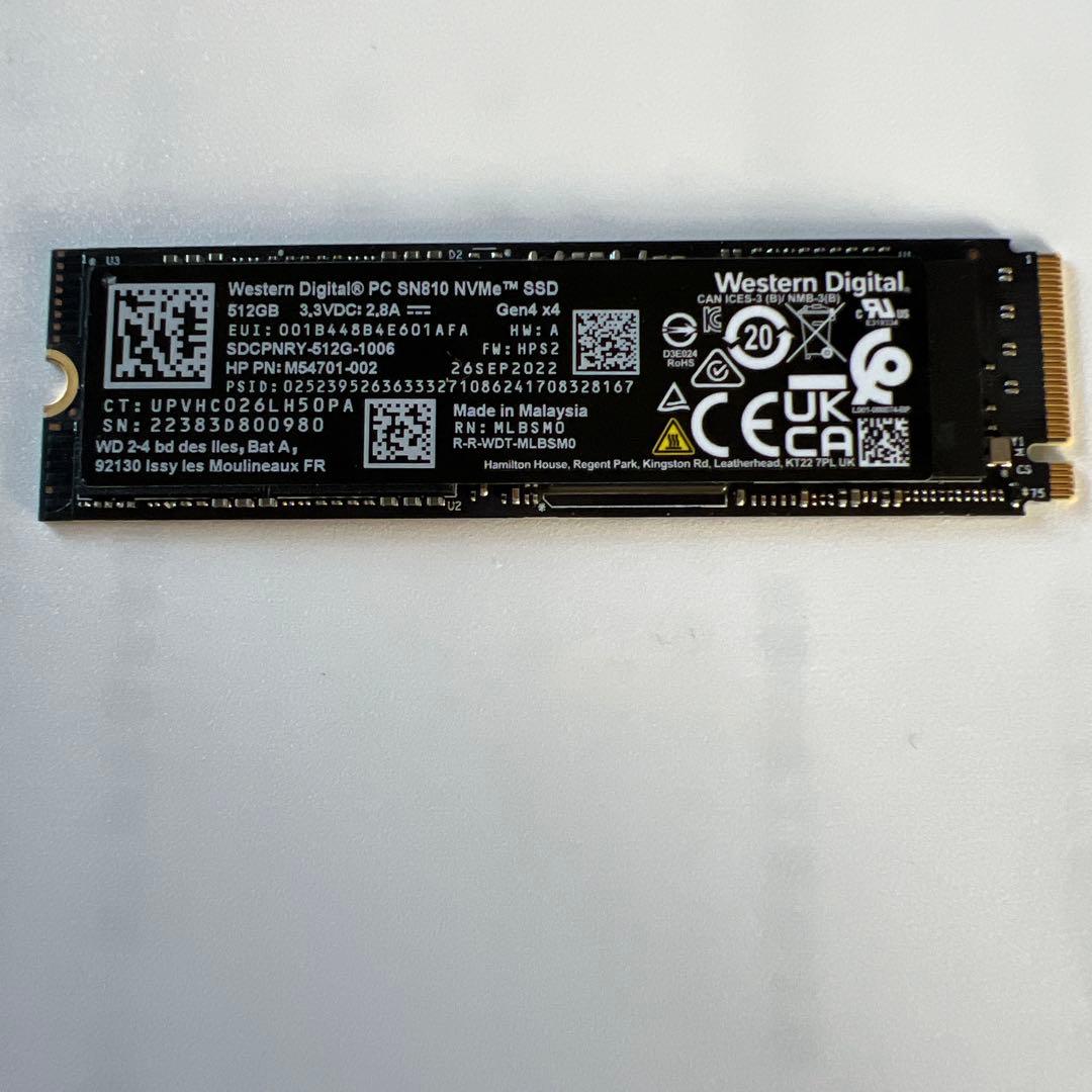 内蔵型SSD WD PC SN810 NVMe SSD 512GB