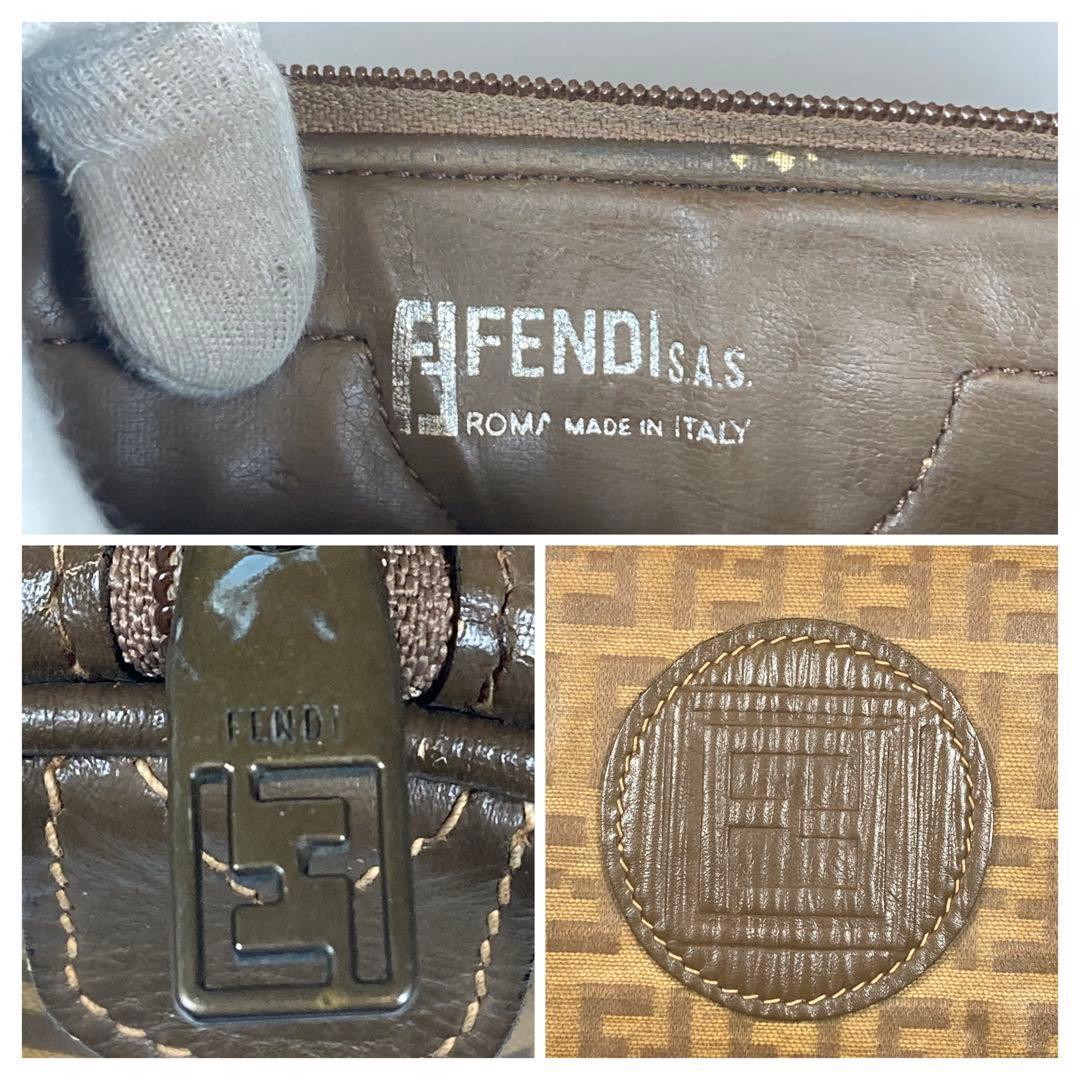 FENDI フェンディ ミニボストンバッグ エナメル ズッキーノ ブラウン