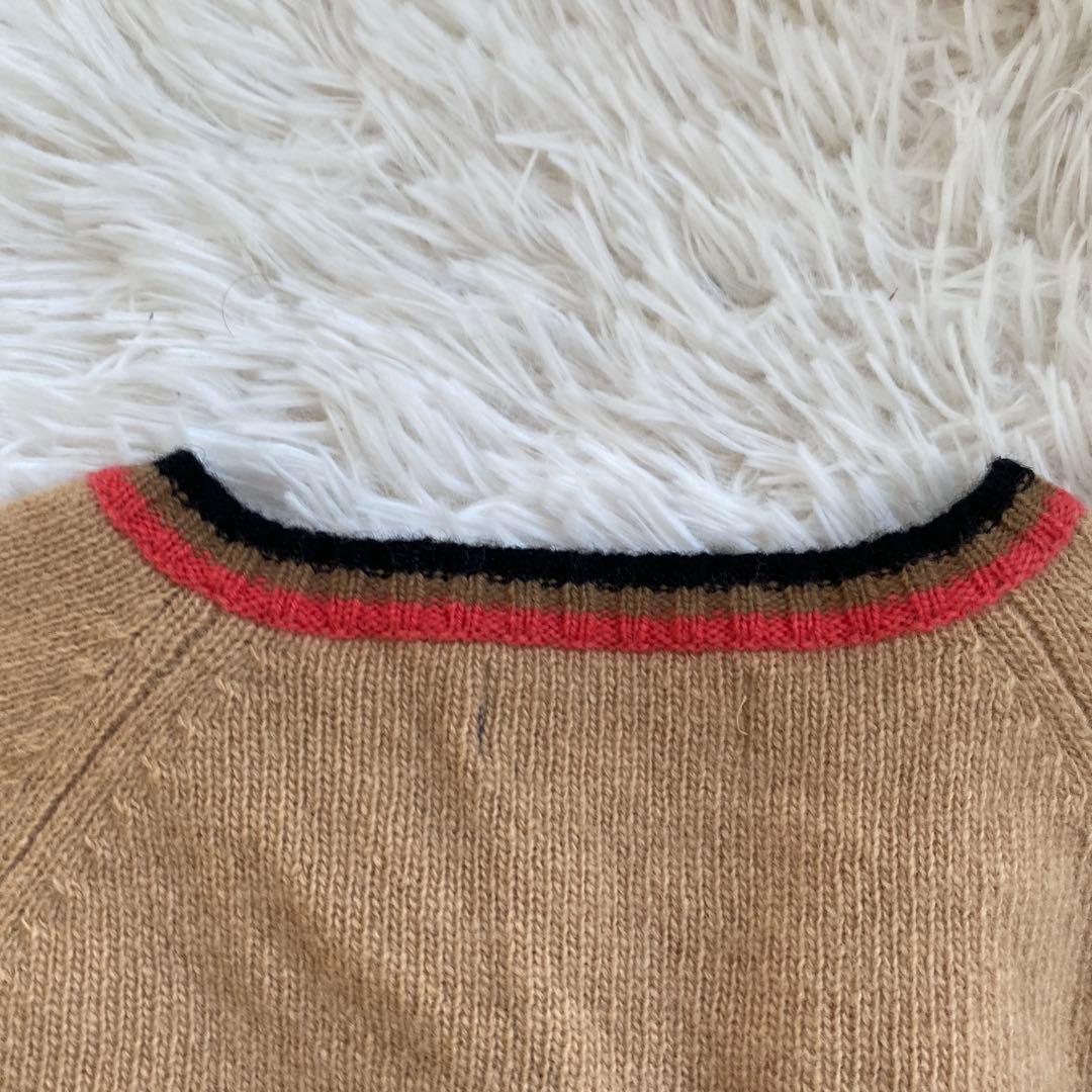 バーバリーブルーレーベル カーディガン ホース刺繍 刻印ボタン キャメル M