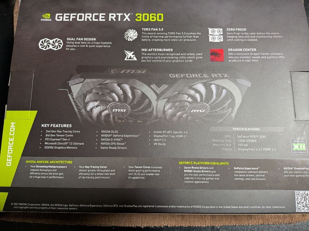 【中古】MSI GeForce RTX 3060 12G