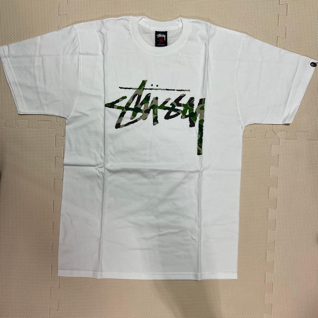 A BATHING APE×stussy30thTシャツ グリーンカモホワイトM