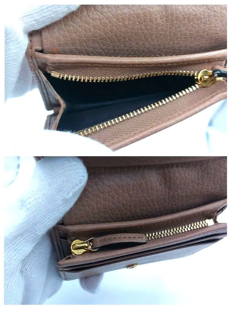 GUCCI グッチ GGマーモント 二つ折り財布 ベージュ レザー コンパクト