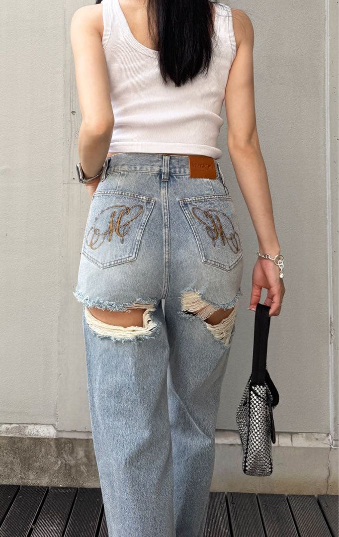 【 MIRROR9 】ダメージデニムパンツ 新品 未開封