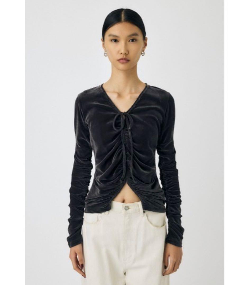 moussy シアーベロアカーディガン　グレー