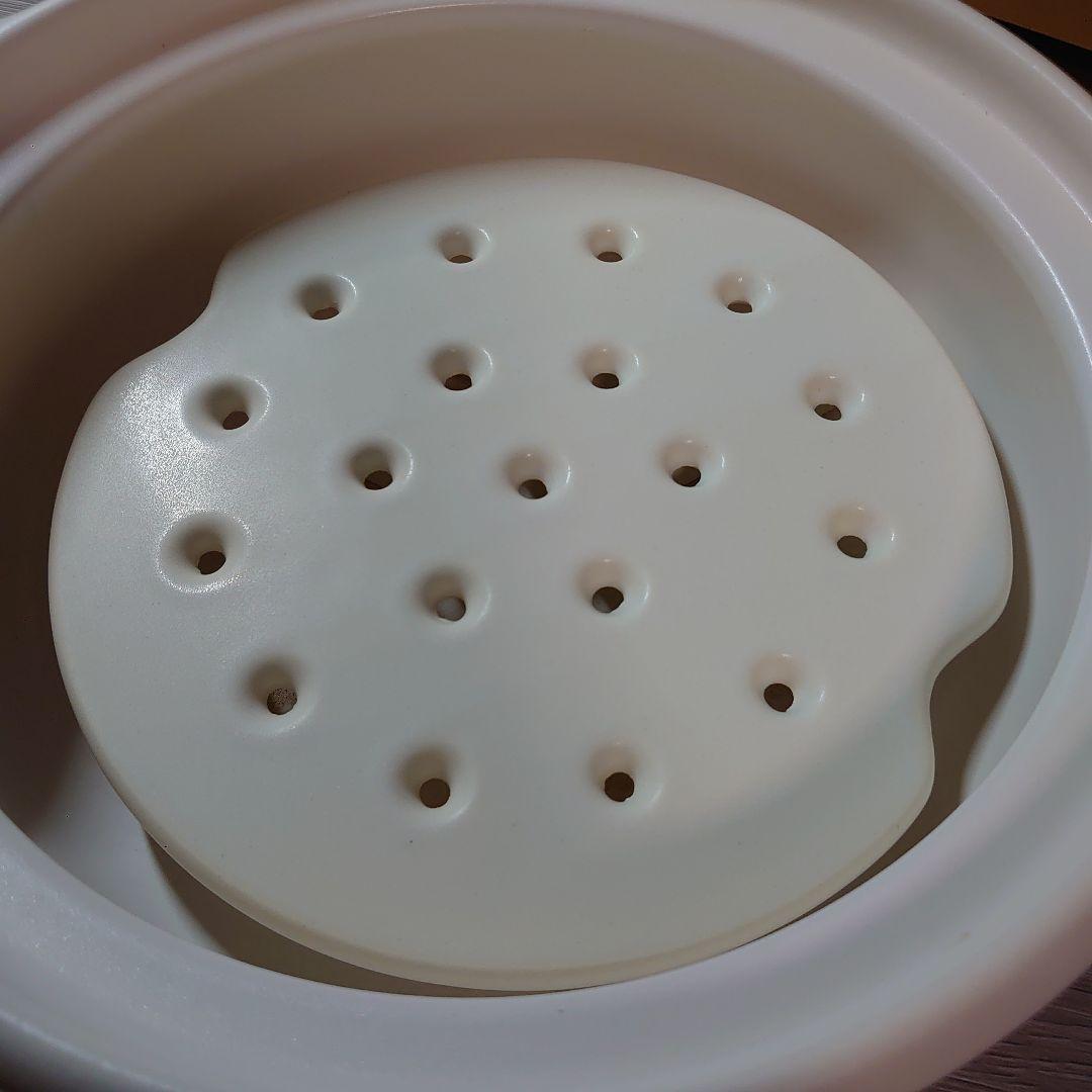 マスタークック　ホワイト土鍋 蒸し器付き　３合炊き