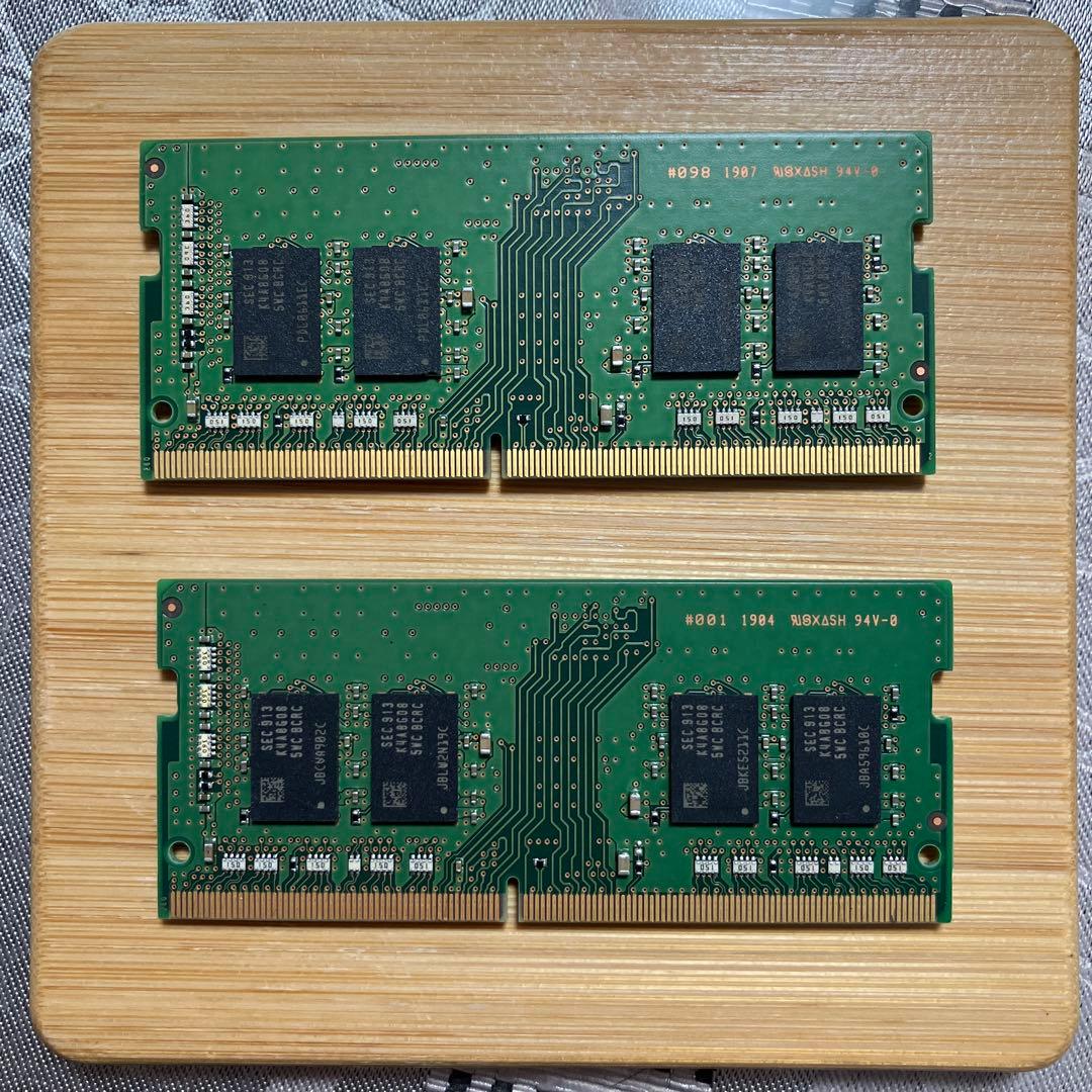 Samsung製ノートDDR4 8GBメモリ2枚　計16GB、2400T規格