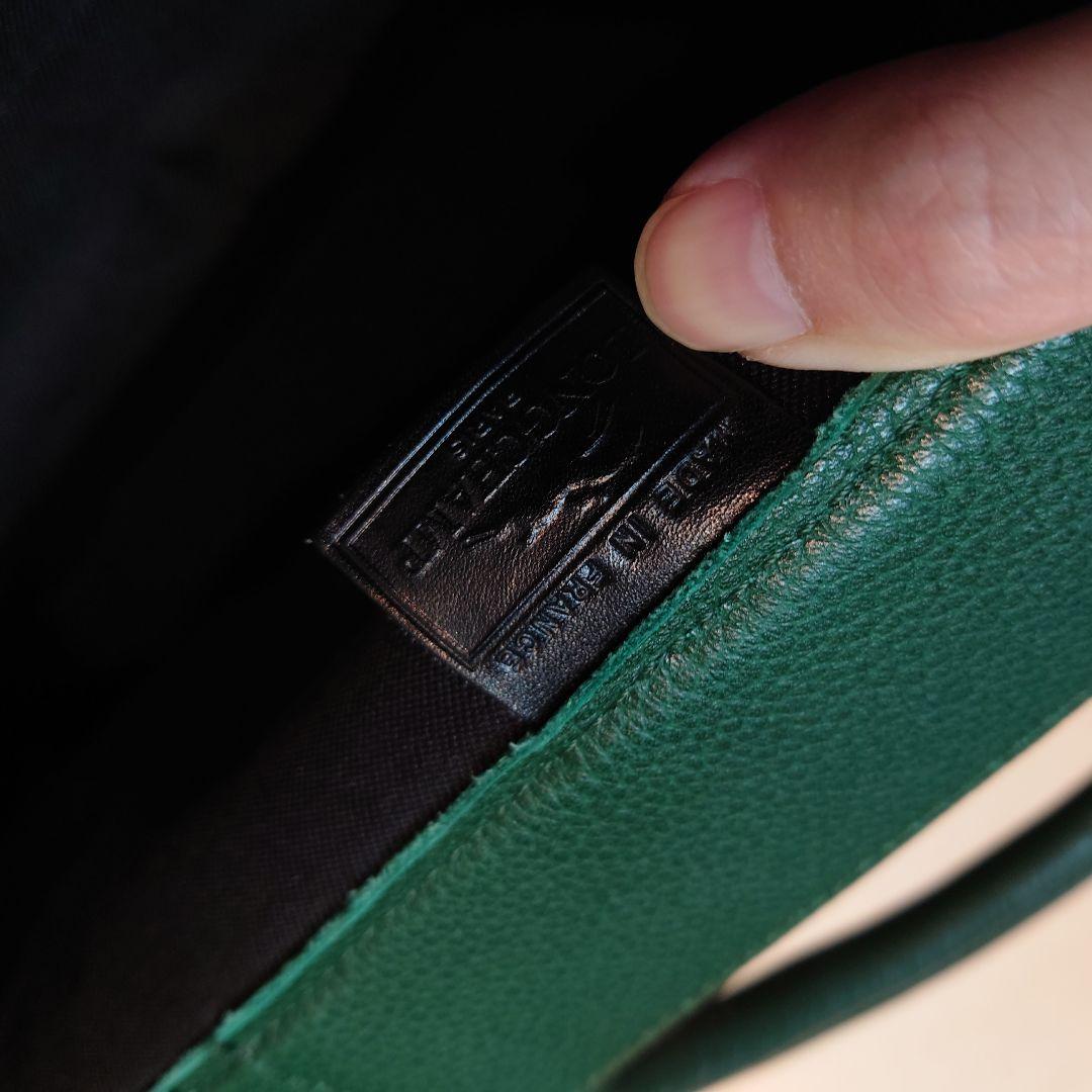 longchamp バッグ グリーン レザー フランス製 ロンシャン