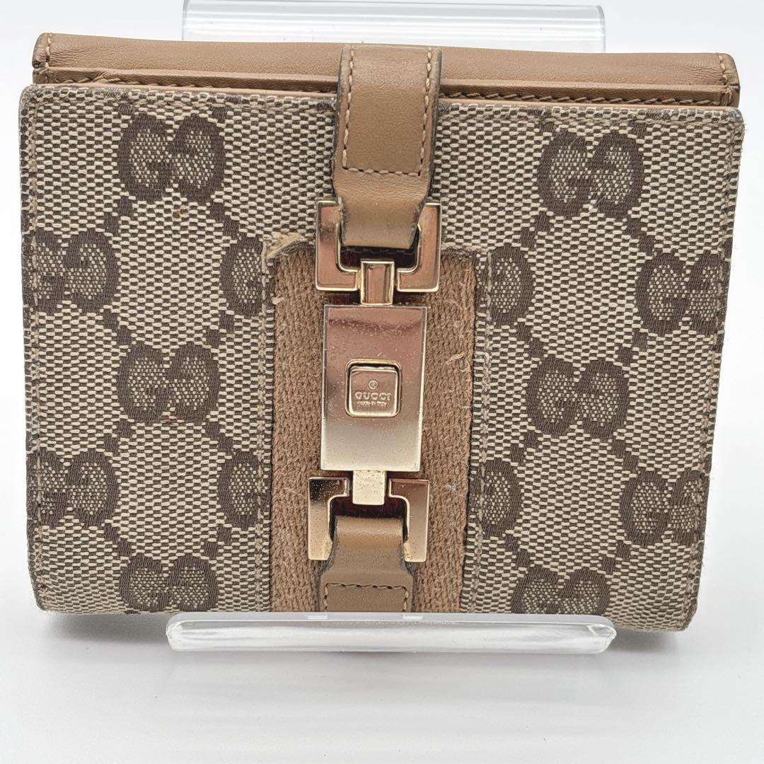 GUCCI GGキャンバス 二つ折り　財布　グッチ　ジャッキー　シェリー　レザー