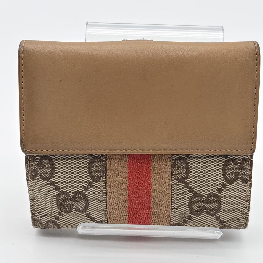 GUCCI GGキャンバス 二つ折り　財布　グッチ　ジャッキー　シェリー　レザー