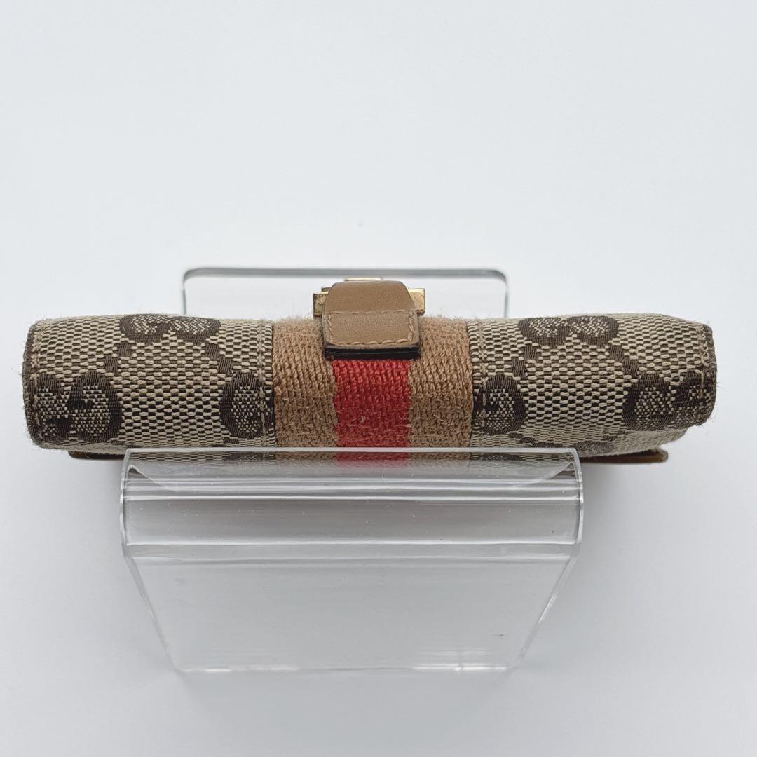 GUCCI GGキャンバス 二つ折り　財布　グッチ　ジャッキー　シェリー　レザー