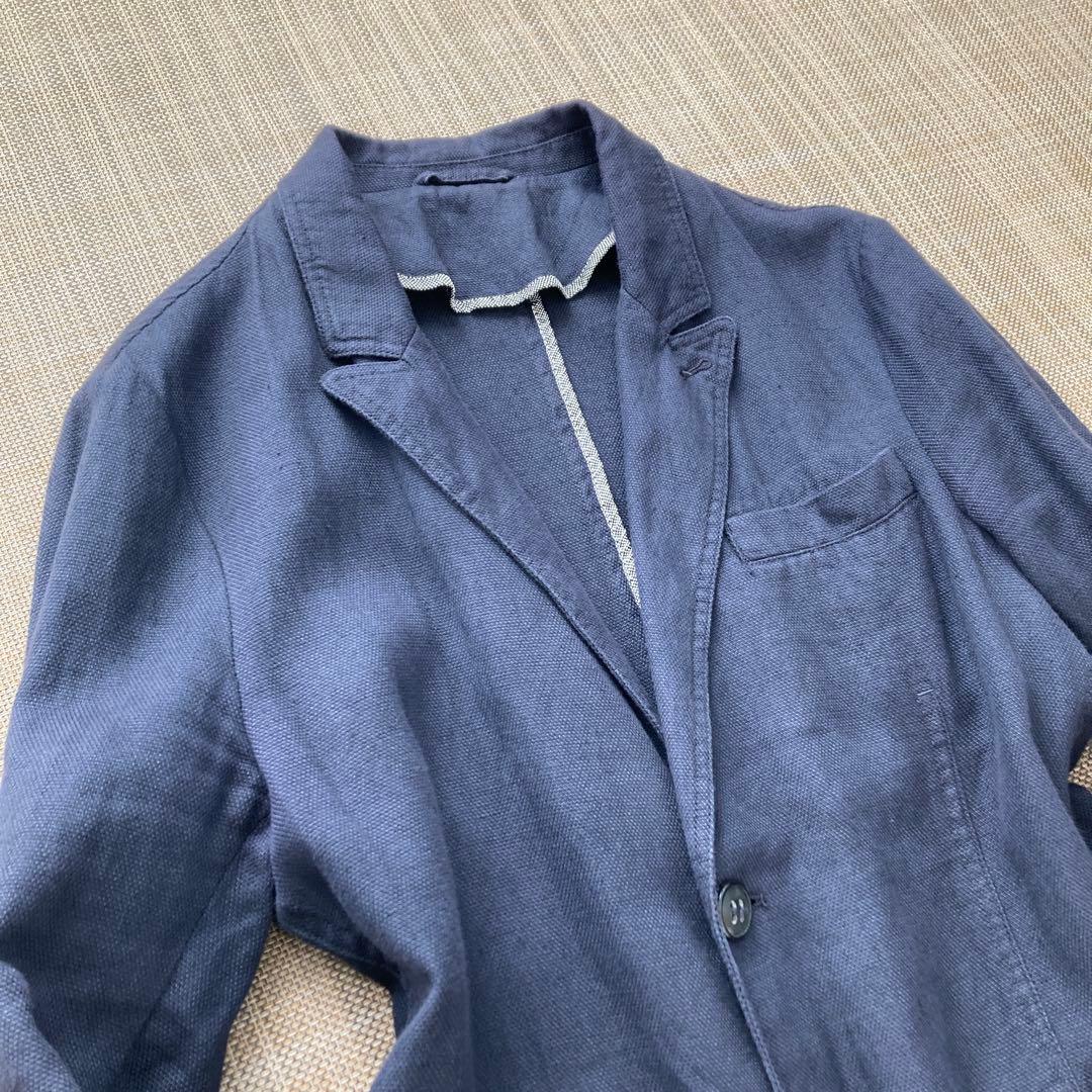 【美品・良品】 GIORGIO ARMANI リネン ネイビー ジャケット