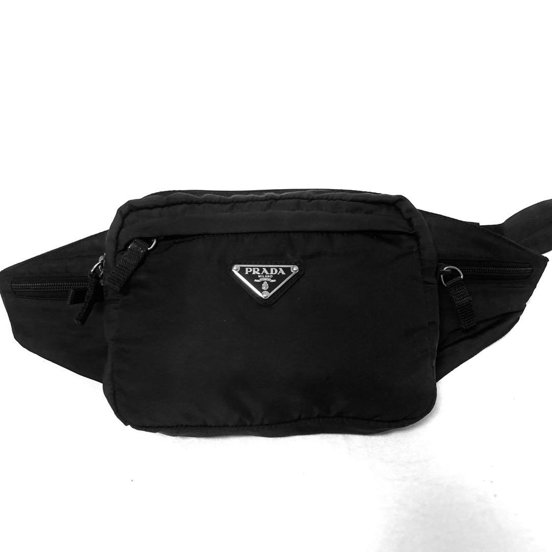 希少　良品　PRADA プラダ　ウエストバッグ　ボディバッグ　ブラック　ナイロン