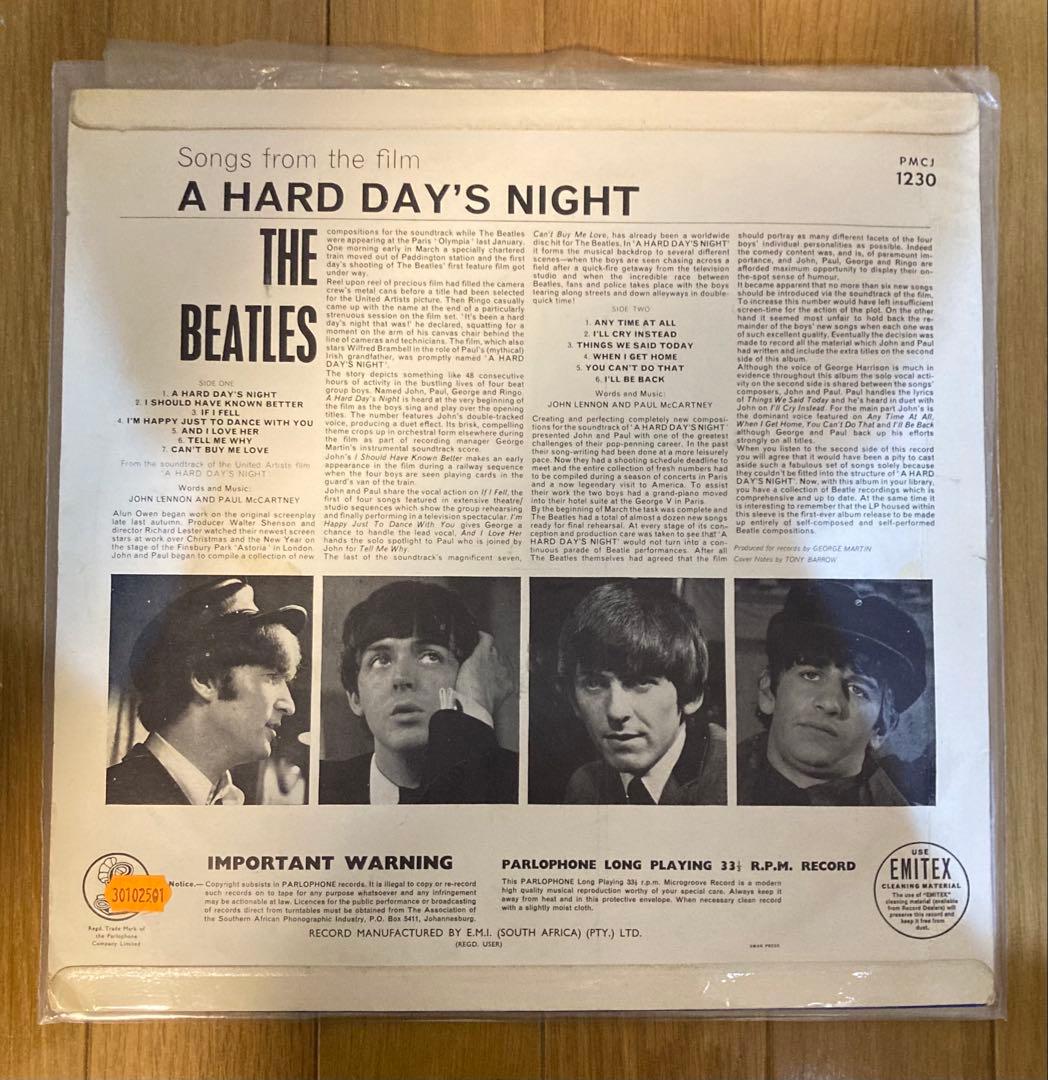 超絶レア南アフリカオリジナル黒ハードデイズナイトBeatlesビートルズレコード