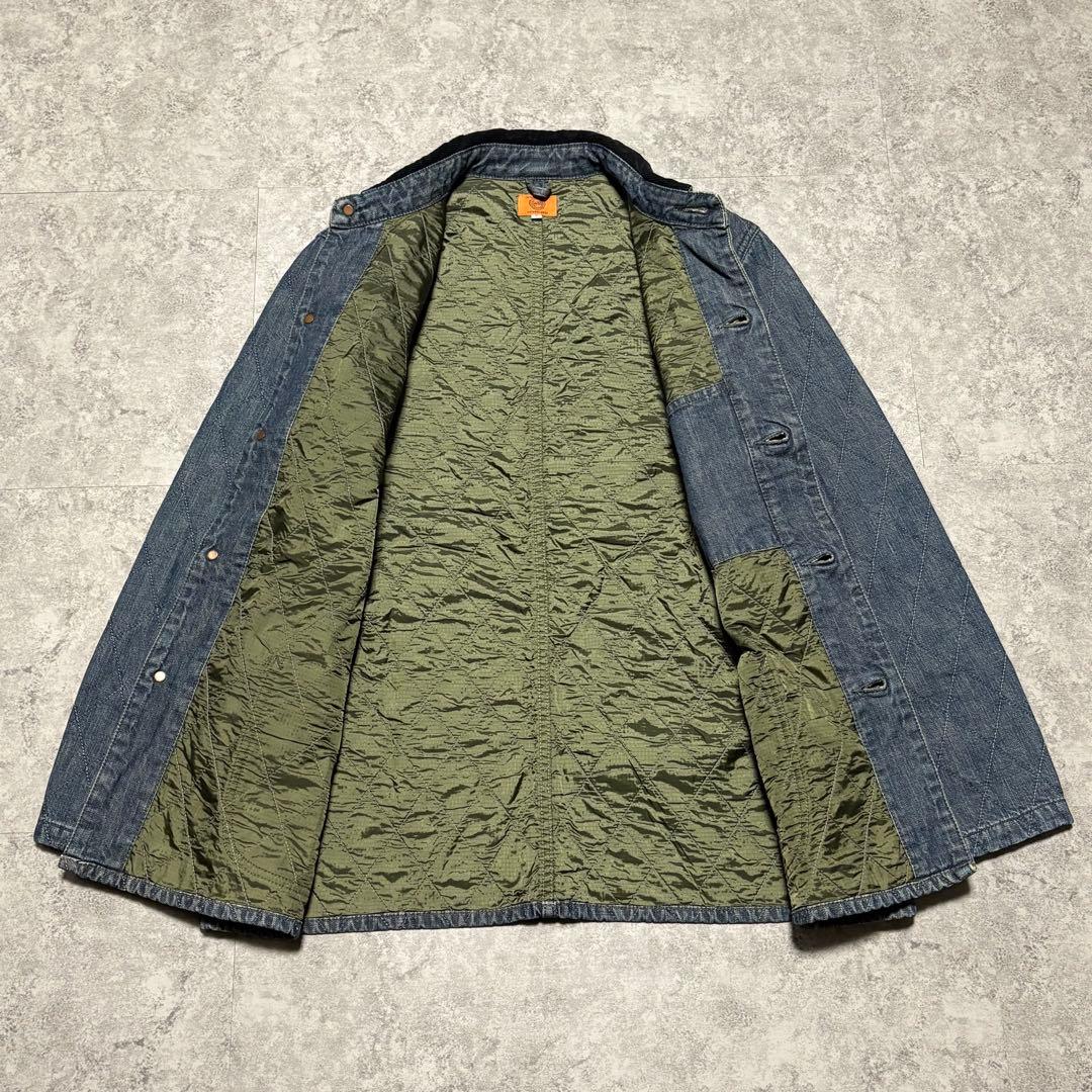 オムニゴッド　カバーオール　岡山デニム　S キルティング　コーデュロイ襟　希少