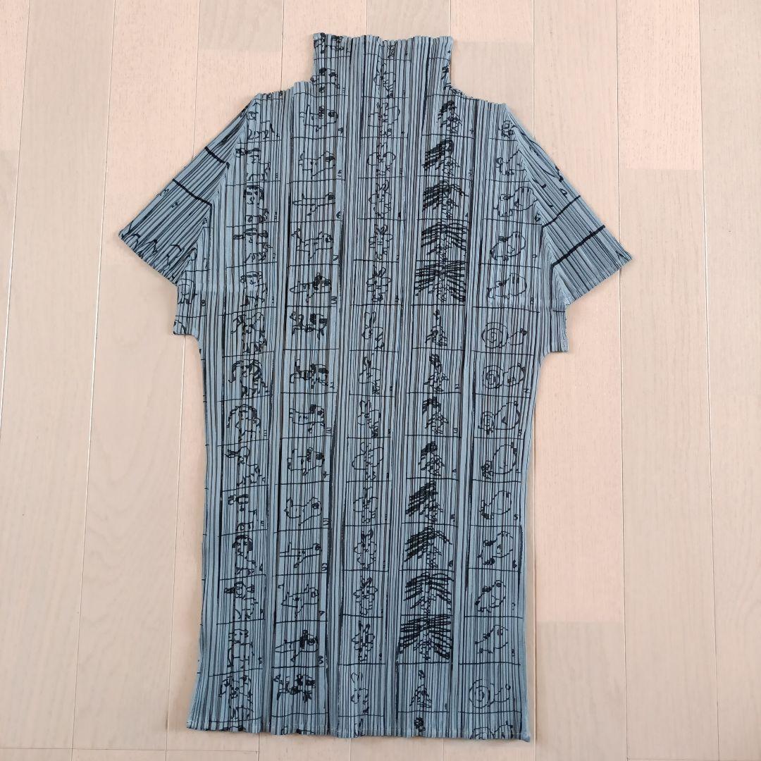 PLEATS PLEASE 半袖トップス コミック柄 グレー サイズ3