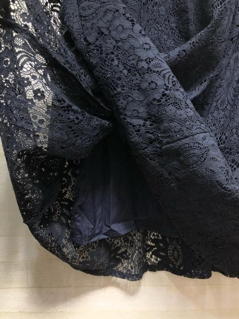 新品☆LL♪紺♪総レースの上品ワンピース♪大人フォーマル♪パーティー☆Q455