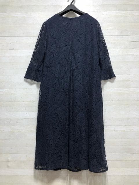 新品☆LL♪紺♪総レースの上品ワンピース♪大人フォーマル♪パーティー☆Q455