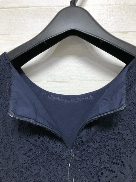 新品☆LL♪紺♪総レースの上品ワンピース♪大人フォーマル♪パーティー☆Q455