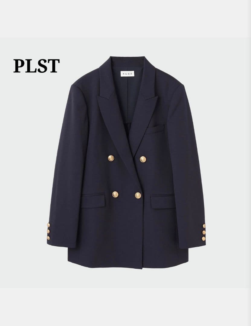 【美品】PLST ダブルブレストジャケット 23SS 金ボタン ネイビー S