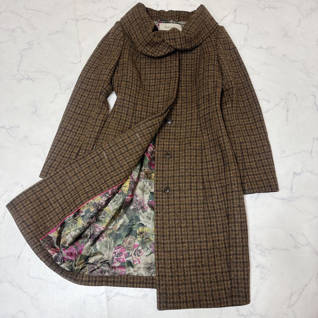 ✨Paul Smith✨レディース ウール ロングコート 裏地総柄 花柄 40