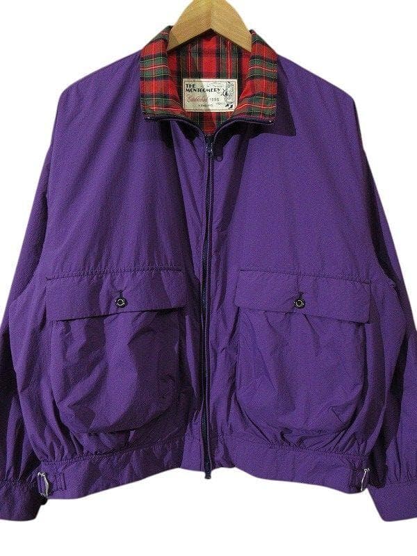 モンゴメリー 裏地タータンチェック リバーシブル ドリズラー ジャケット 紫 M