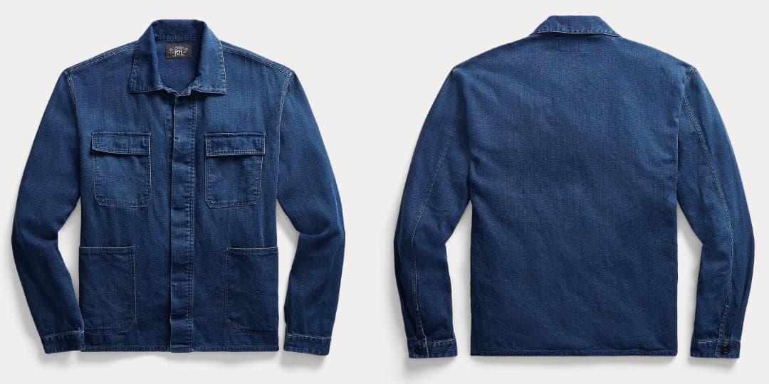 RRL インディゴヘリンボーンカバーオール M リネンコットン オーバーシャツ