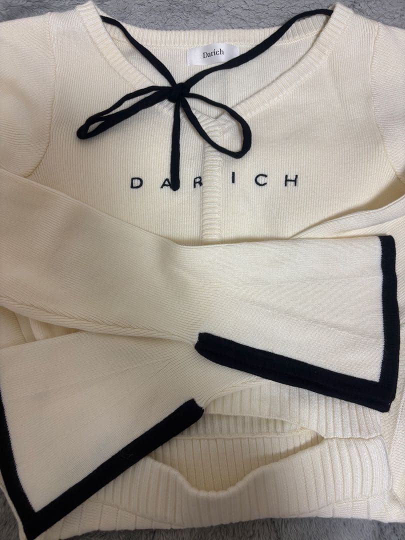 Darich ウエストオープンリボンデザインニットミニワンピース